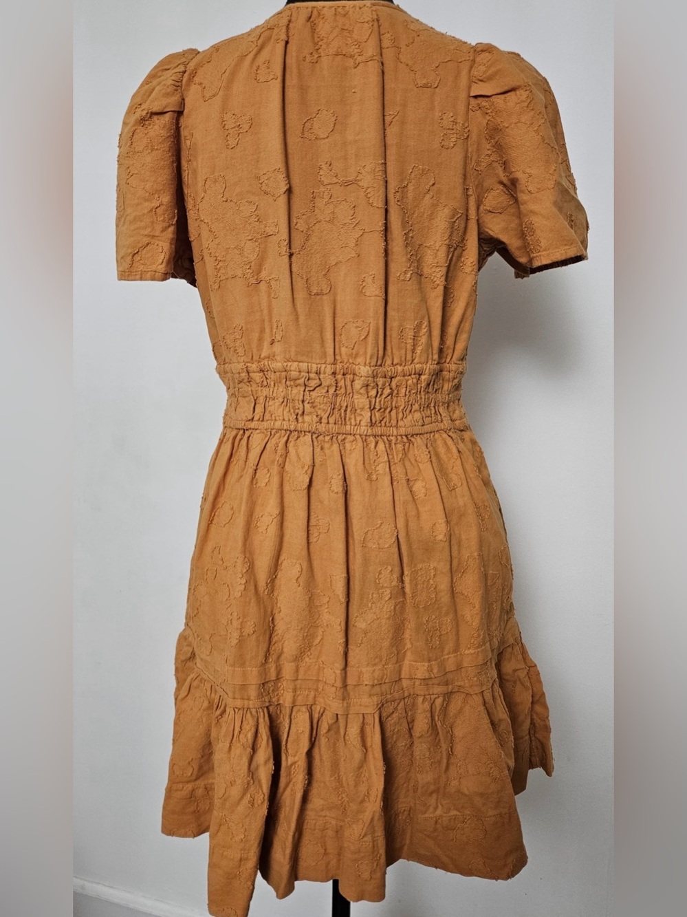 Anthropologie Women’s M Somerset Mini Dress Orange Textured Cotton Boho Chic - Picture 3 of 5